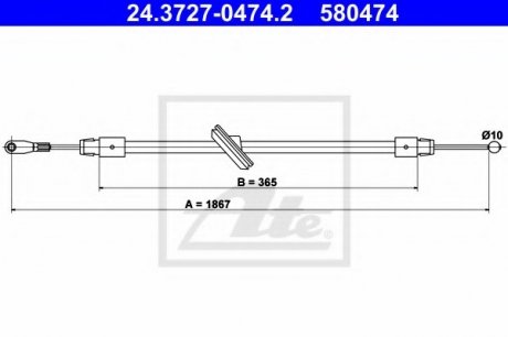 Трос, стояночная тормозная система ATE 24.3727-0474.2 (фото 1)