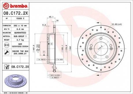 Тормозные диски BRE Brembo 08.C172.2X