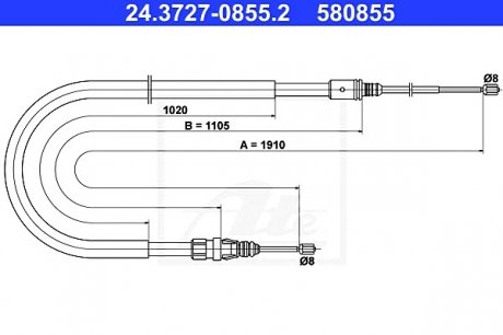 Трос, стояночная тормозная система ATE 24.3727-0855.2