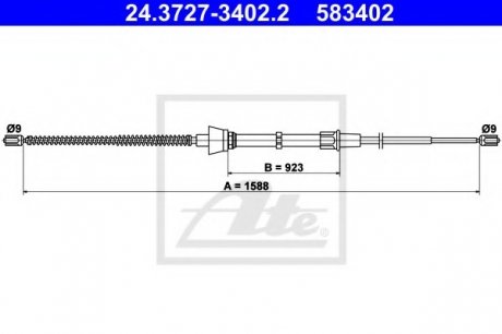 Трос, стояночная тормозная система ATE 24.3727-3402.2