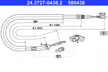 Трос, стояночная тормозная система ATE 24.3727-0438.2