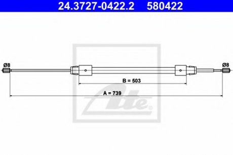 Трос, стояночная тормозная система ATE 24.3727-0422.2