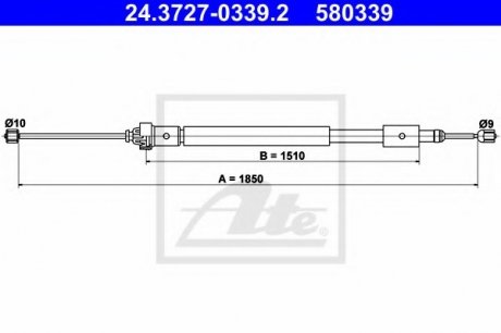 Трос, стояночная тормозная система ATE 24.3727-0339.2