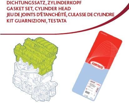 Комплект прокладок, головка цилиндра CORTECO 418446P