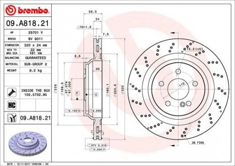 Тормозные диски Brembo 09.A818.21 (фото 1)