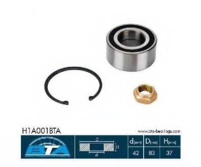Комплект подшипника ступицы колеса BTA H1A001BTA (фото 1)