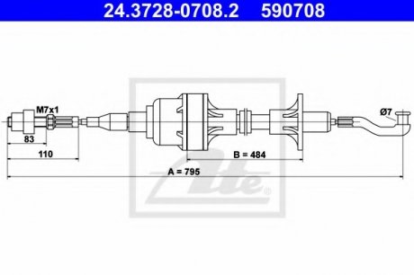 Трос, управление сцеплением ATE 24.3728-0708.2