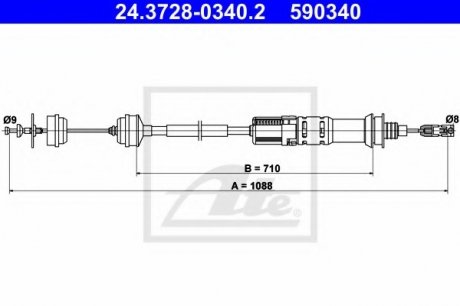 Трос, управление сцеплением ATE 24.3728-0340.2