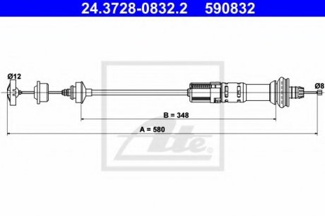 Трос, управление сцеплением ATE 24.3728-0832.2