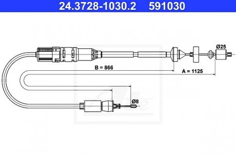 Трос, управление сцеплением ATE 24.3728-1030.2