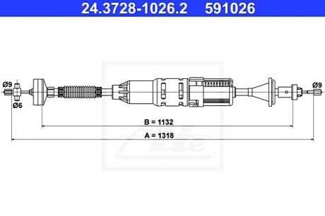 Трос, управление сцеплением ATE 24.3728-1026.2