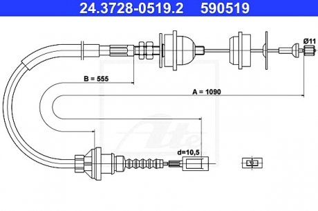 Трос, управление сцеплением ATE 24.3728-0519.2