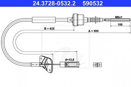 Трос, управление сцеплением ATE 24.3728-0532.2