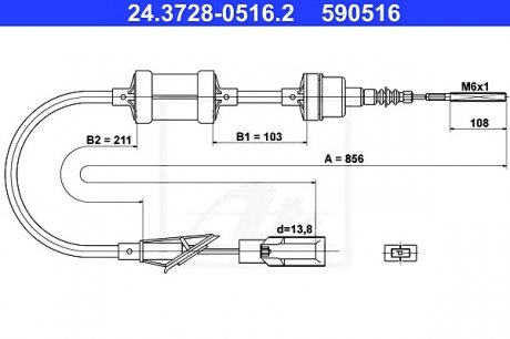 Трос, управление сцеплением ATE 24.3728-0516.2