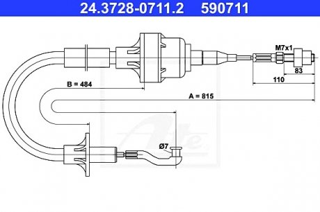 Трос, управление сцеплением ATE 24.3728-0711.2
