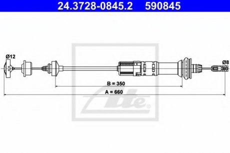 Трос, управление сцеплением ATE 24.3728-0845.2