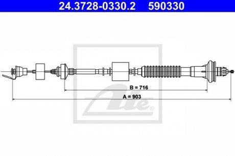 Трос, управление сцеплением ATE 24.3728-0330.2