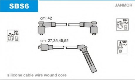 Комплект проводов зажигания JANMOR SBS6