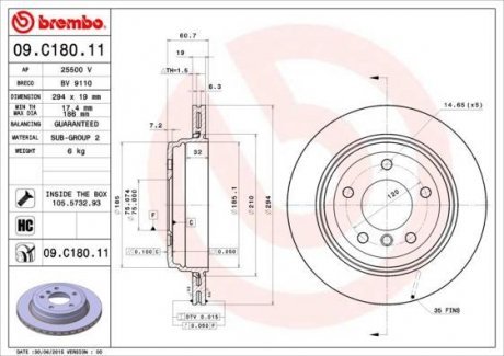 Тормозной диск Brembo 09.C180.11