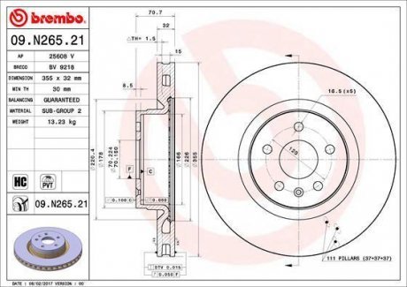 Тормозной диск BM Brembo 09.N265.21 (фото 1)
