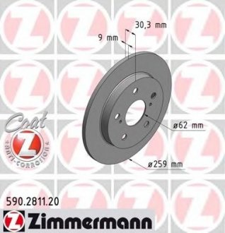 Тормозной диск ZIMMERMANN 590.2811.20 (фото 1)