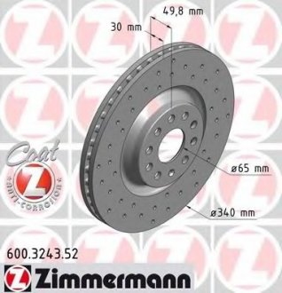 Тормозной диск ZIMMERMANN 600.3243.52 (фото 1)