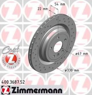 Тормозной диск ZIMMERMANN 400.3687.52 (фото 1)