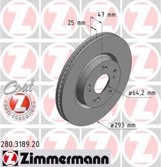 Тормозной диск ZIMMERMANN 280.3189.20