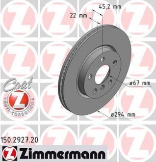 Тормозной диск ZIMMERMANN 150.2927.20 (фото 1)