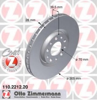Тормозной диск ZIMMERMANN 110.2212.20 (фото 1)