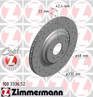Тормозной диск ZIMMERMANN 100.3336.52 (фото 1)