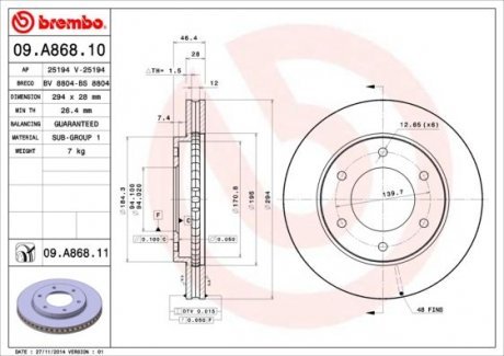 Тормозной диск Brembo 09.A868.11