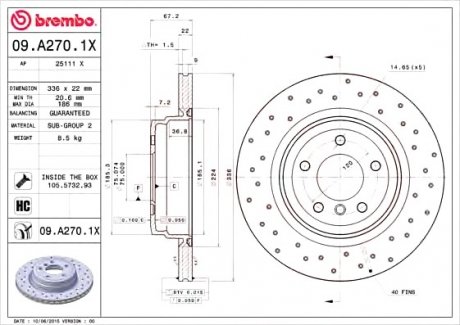 Тормозной диск Brembo 09.A270.1X (фото 1)