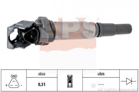 Котушка запалювання BMW 3 (E90) 323i/330i /5 (E60, F10)/7 (F01,F02,F03)/X5 (E70)/Peugeot 207, 308, 508 EPS 1.970.475 Facet 1970475