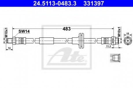 Тормозной шланг ATE 24.5113-0483.3
