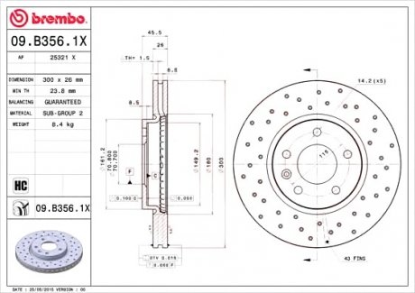 Тормозные диски Brembo 09.B356.1X (фото 1)