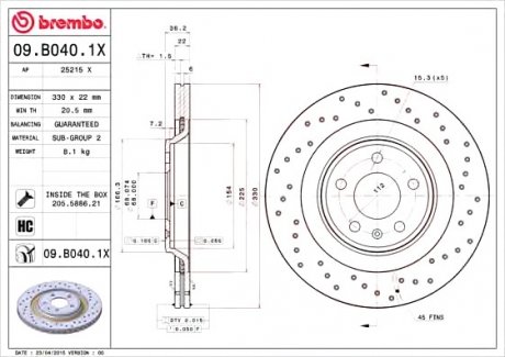 Тормозные диски Brembo 09.B040.1X