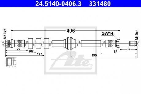 Тормозной шланг ATE 24.5140-0406.3