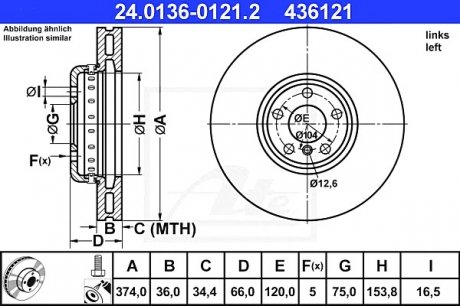 Тормозной диск ATE 24.0136-0121.2 (фото 1)
