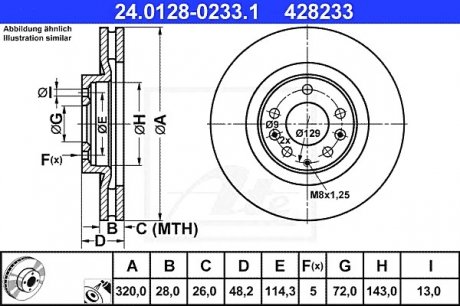 Тормозной диск ATE 24.0128-0233.1 (фото 1)