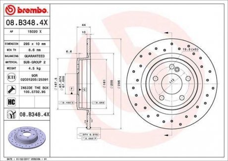 Тормозной диск Brembo 08.B348.4X