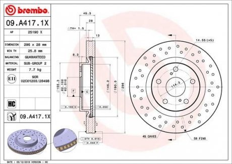 Гальмівні диски Brembo 09A4171X