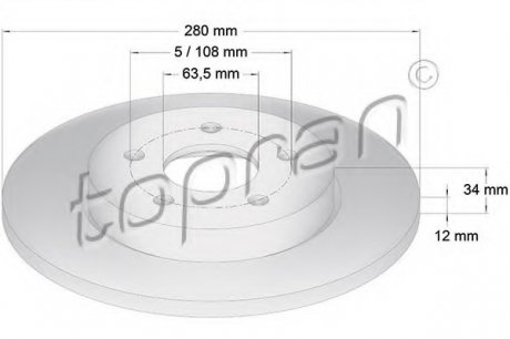 Тормозной диск TOPRAN 301 957 (фото 1)