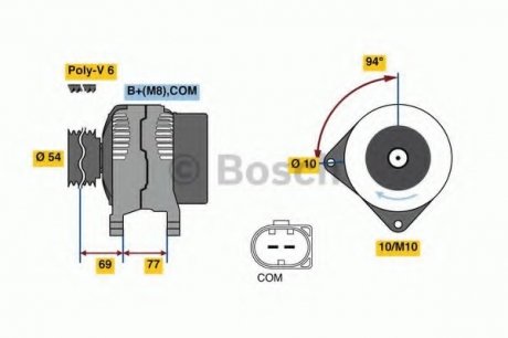 Генератор BOSCH 0 986 080 350 (фото 1)