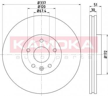 Тормозной диск KAMOKA 103135 (фото 1)