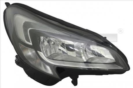 REFLEKTOR OPEL CORSA E 14- LEWY ELEKTRYCZNY Z SILNICZKIEM Z МWIATгEM JAZDY DZIENNEJ H7/H7/W/LED CHROM 20-15017-16-2 TYC 20-15018-16-2 (фото 1)