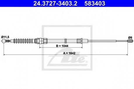Трос, стояночная тормозная система ATE 24.3727-3403.2