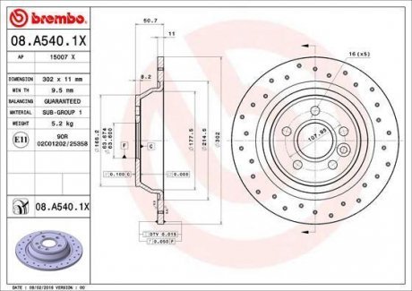 Тормозные диски BRE Brembo 08.A540.1X