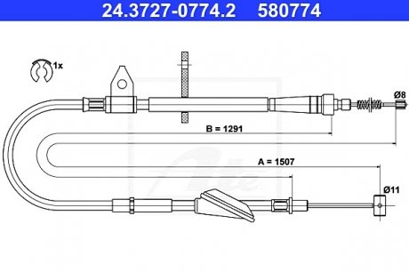 Трос, стояночная тормозная система ATE 24.3727-0774.2