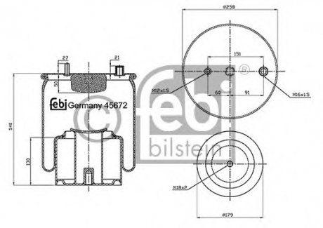 Кожух пневматической рессоры BILSTEIN FEBI 45672